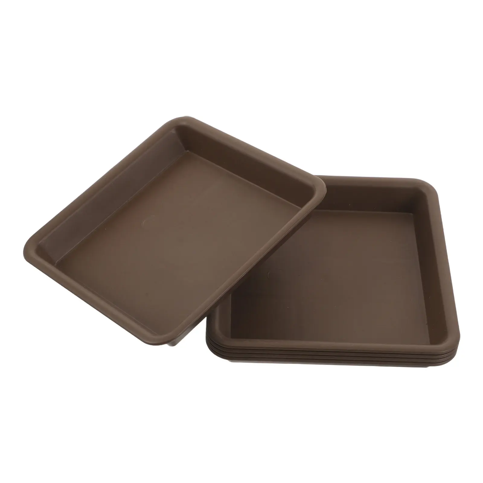 5Pcs Square Plastic Plant Tray Decorative Brown Finish Water Collection Pan for Indoor Outdoor Planter Pot Base Flower Pot