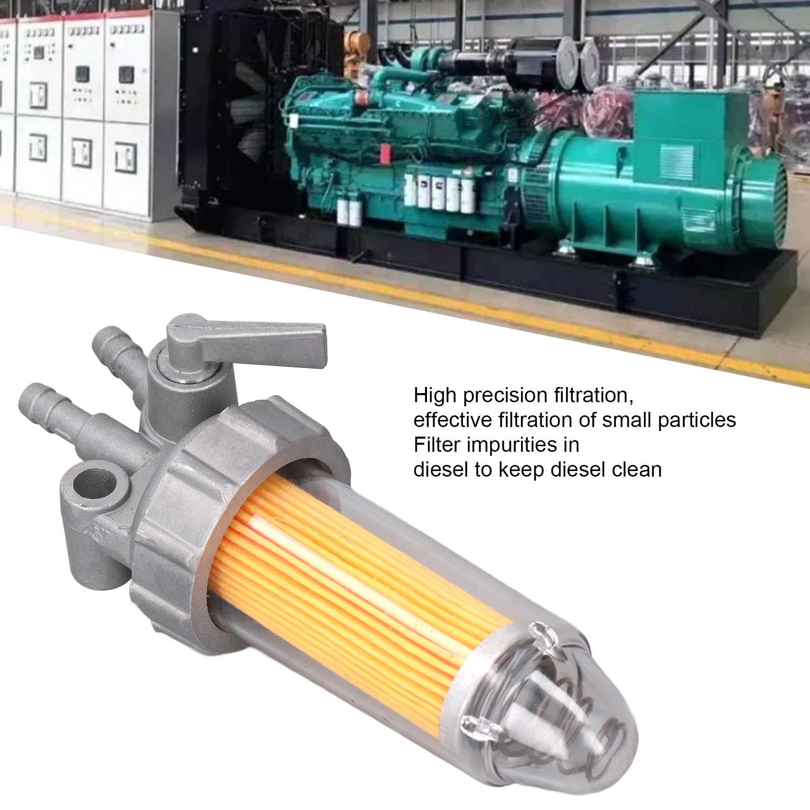 Fuel Water Separator Efficient Diesel Fuel Filter with Switch for 170F 178F 186F Air Cooled Diesel Generator