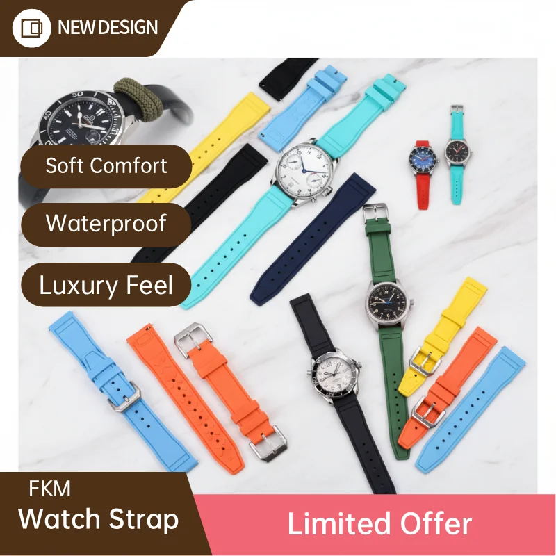 

Premium FKM Fluororubber Rubber Watch Strap 20mm 21mm 22mm Quick Release Waterproof for IWC Pilot Portugal PORTOFINO Watch Band