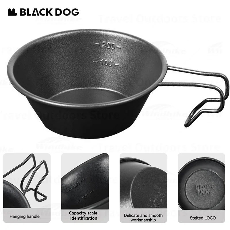 Naturehike Blackdog 304 Paslanmaz Çelik Kar Kase Sofra Kamp Ekipmanları Açık Piknik Pişirme Asılı Kolu Taşınabilir