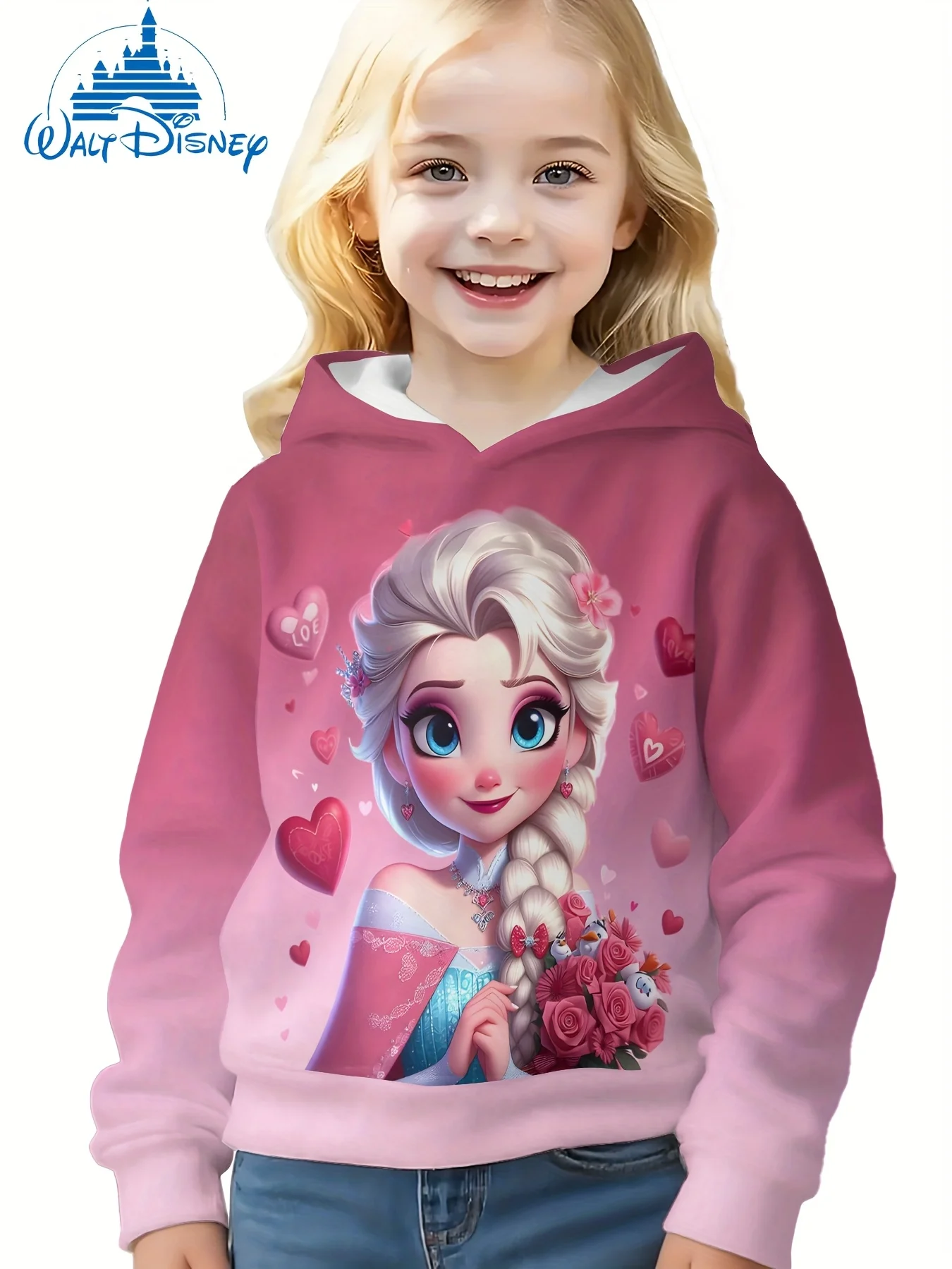

Elsa Hoodie for Girls - Long Sleeve Pullover Ice Elsa Soft Pink Hoodie Official Disney Girls Outfit mommy and me mickey