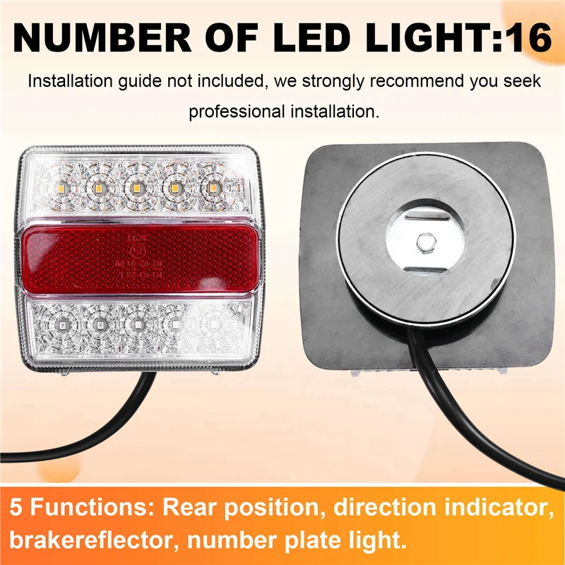 

Highly Recommended 1 Set 12V Rear Combination LED Towing Trailer Tail Light 7 Pin Universal Brake Stop License Number Plate Lamp