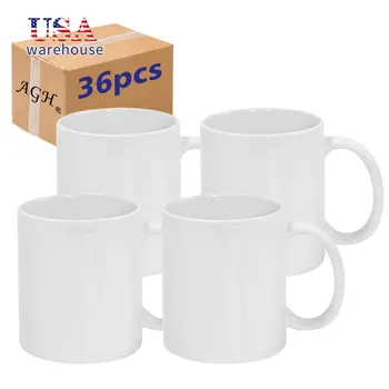 36 ks 11oz bílý sublimační prázdný keramický hrnek na kávu s rukojetí pro tepelný tisk Hu 8 nejlepší prodej velkoobchodní sublimační hrnky - №2