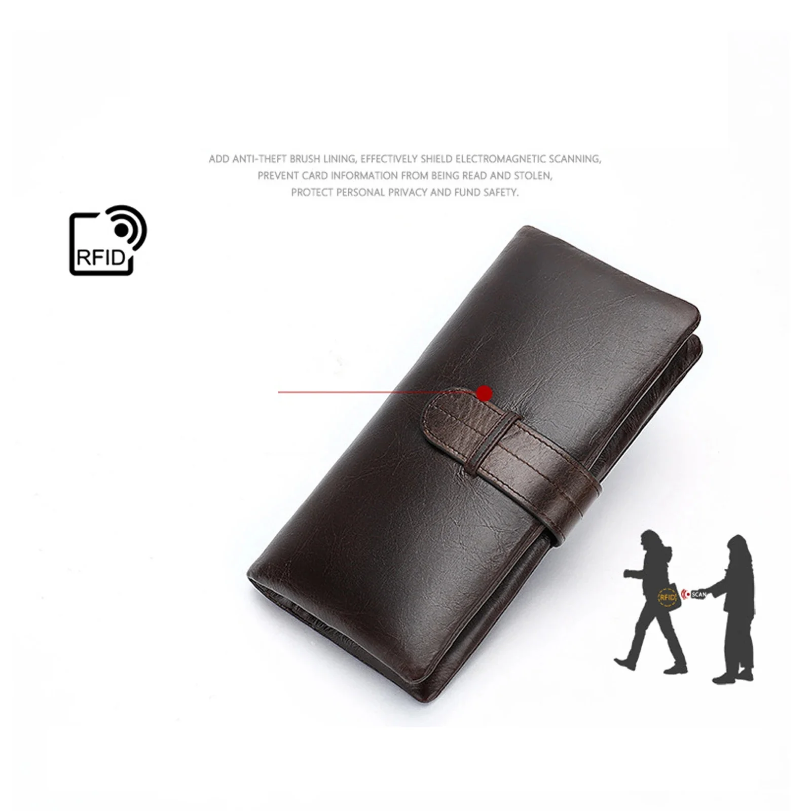 New Style RFID Leather Long Purse Cowhide Men Woman Wallet Luxury Designer s For Coins Phone Clip