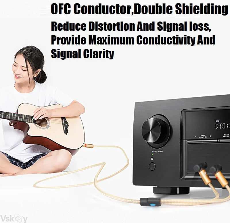 1/4‘’ TS 6.35mm to Dual 6.35mm 1/4'' TS Mono Male Audio Cable for Instrument Guitar Basses to Mixer Speaker System Shielded Cord