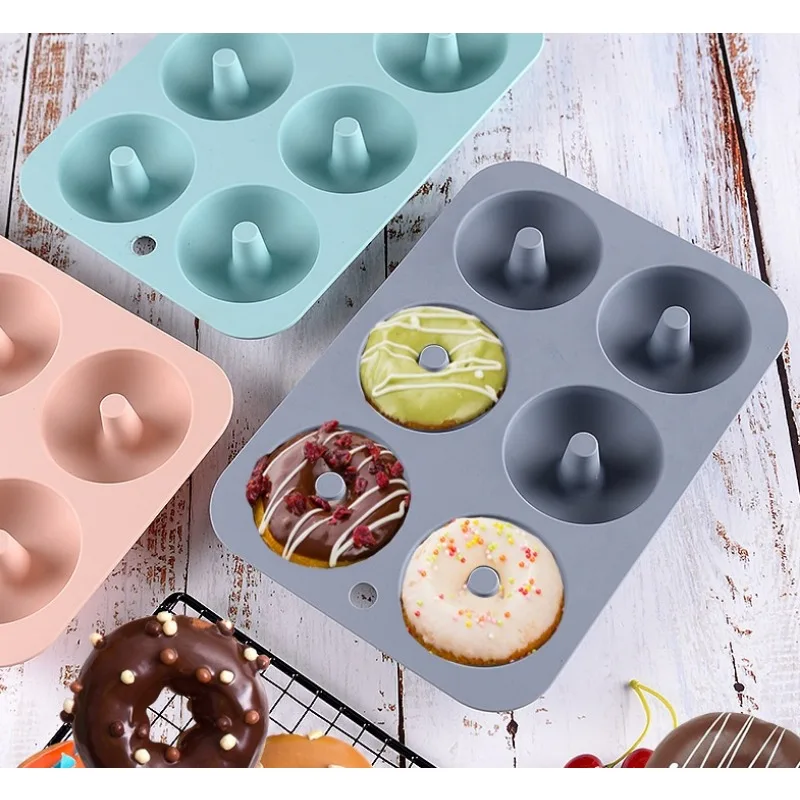 Donut Pan Silicone Baking Mold 6 Cup Non-Stick Silicone Donut Mold Make Perfect Donut Cake Biscuit Bagels BPA FREE