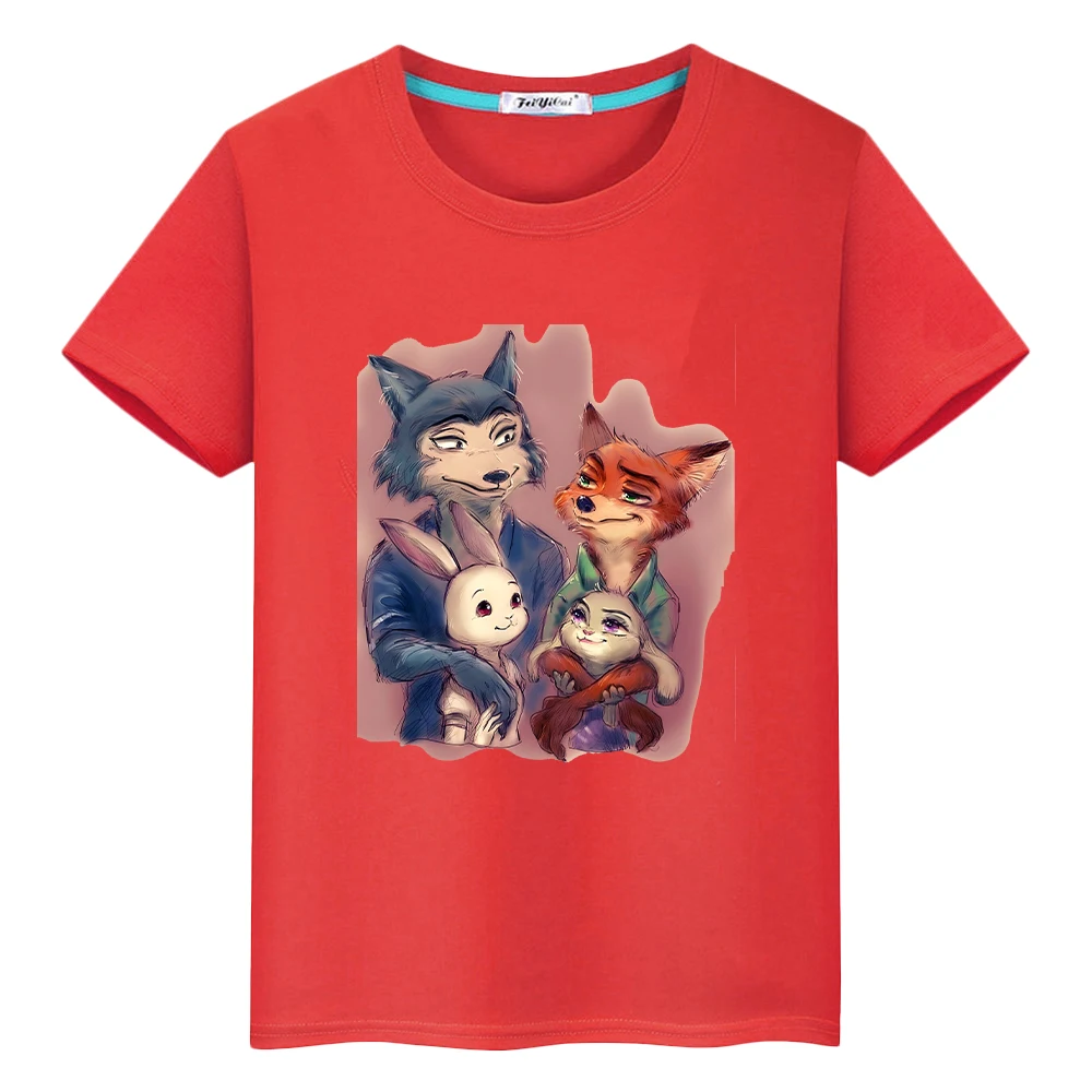 

Zootopia 2 Print t shirt for kids boy 10years 100%Cotton pride tshirt Kawaii Tops Disney anime Short y2k one piece girls clothes