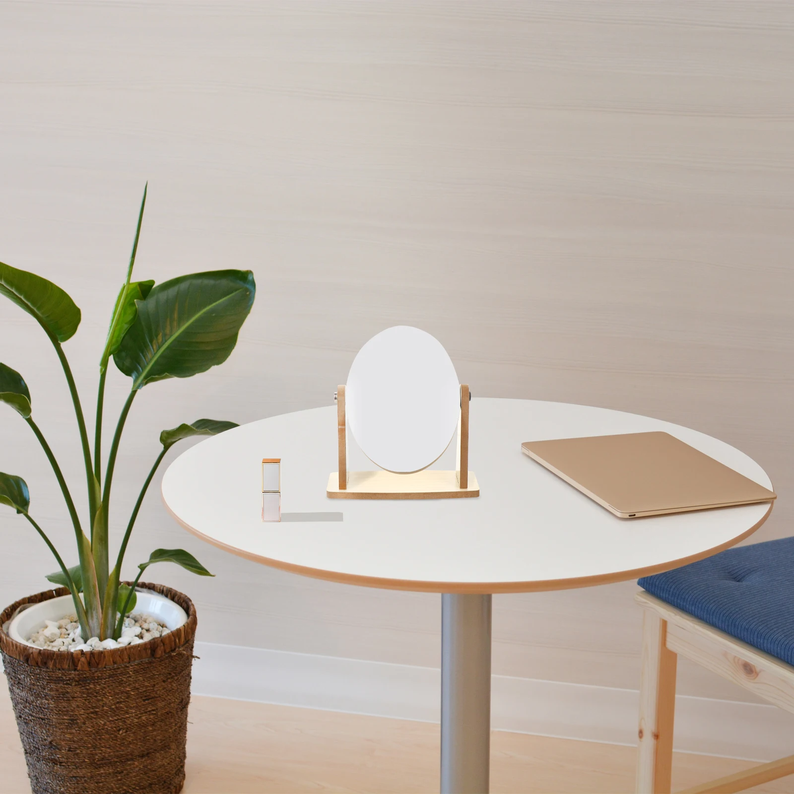 

Standing Makeup Mirror Round Tabletop Vanity High Definition Glass Stable Base Bedroom Room