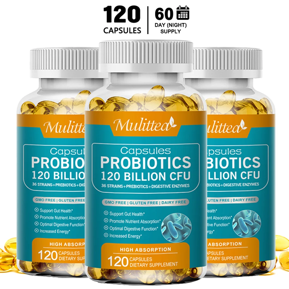 Mulitea probiotic complex supplement -12 billion colony units - male and female probiotics - vegetarian capsules, Non GMO, Glute