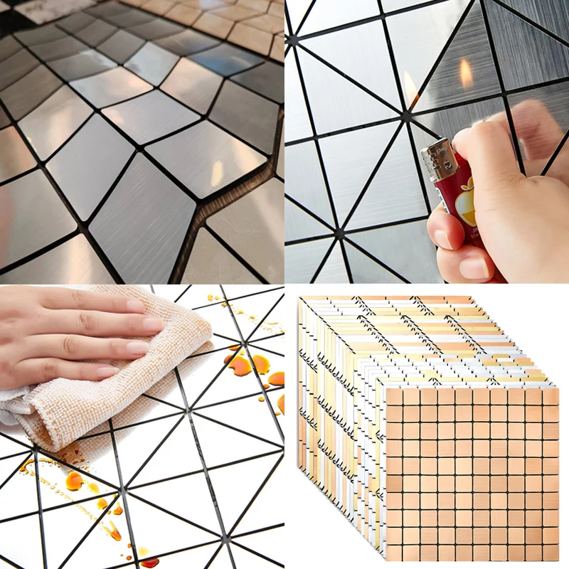 Self-adhesive Mosaic Lattice Wall Stickers Living Room Waterproof Moisture-proof Wall Protection WallSticker Bathroom Decoration