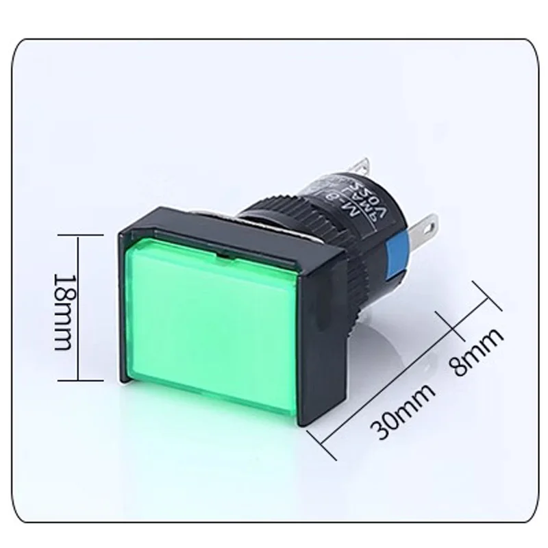 6MM 3V5V12V24V220V 1NO1NC/2NO2NC momentary/Lock lamp Illuminuted Maintained Push Button Switches with light/NO LED Rectangle