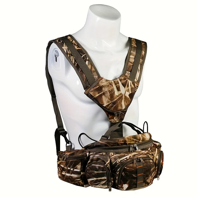 Outdoor camouflage waist bag, sports bag, wear-resistant double shoulder camouflage backpack, velvet tactical bag