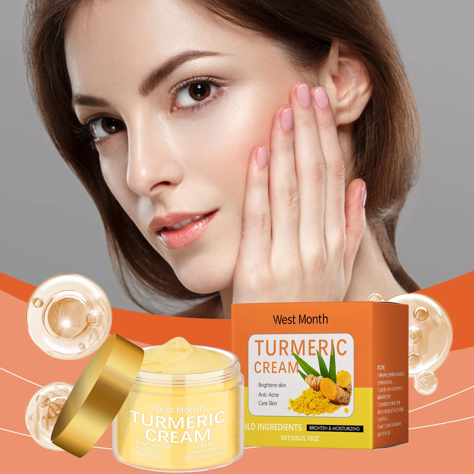 Turmeric Moisturizing Cream Gentle Hydrating Nourishment for Brighter Skin Tone Daily Use Skin Care Product