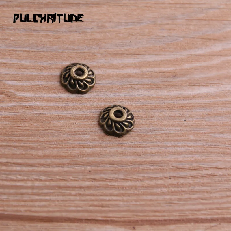 60pcs 3*10*10mm Two Color Bead Caps Charm Hollow MINI Flower Pendants Jewelry Accessories DIY Receptacle Charms