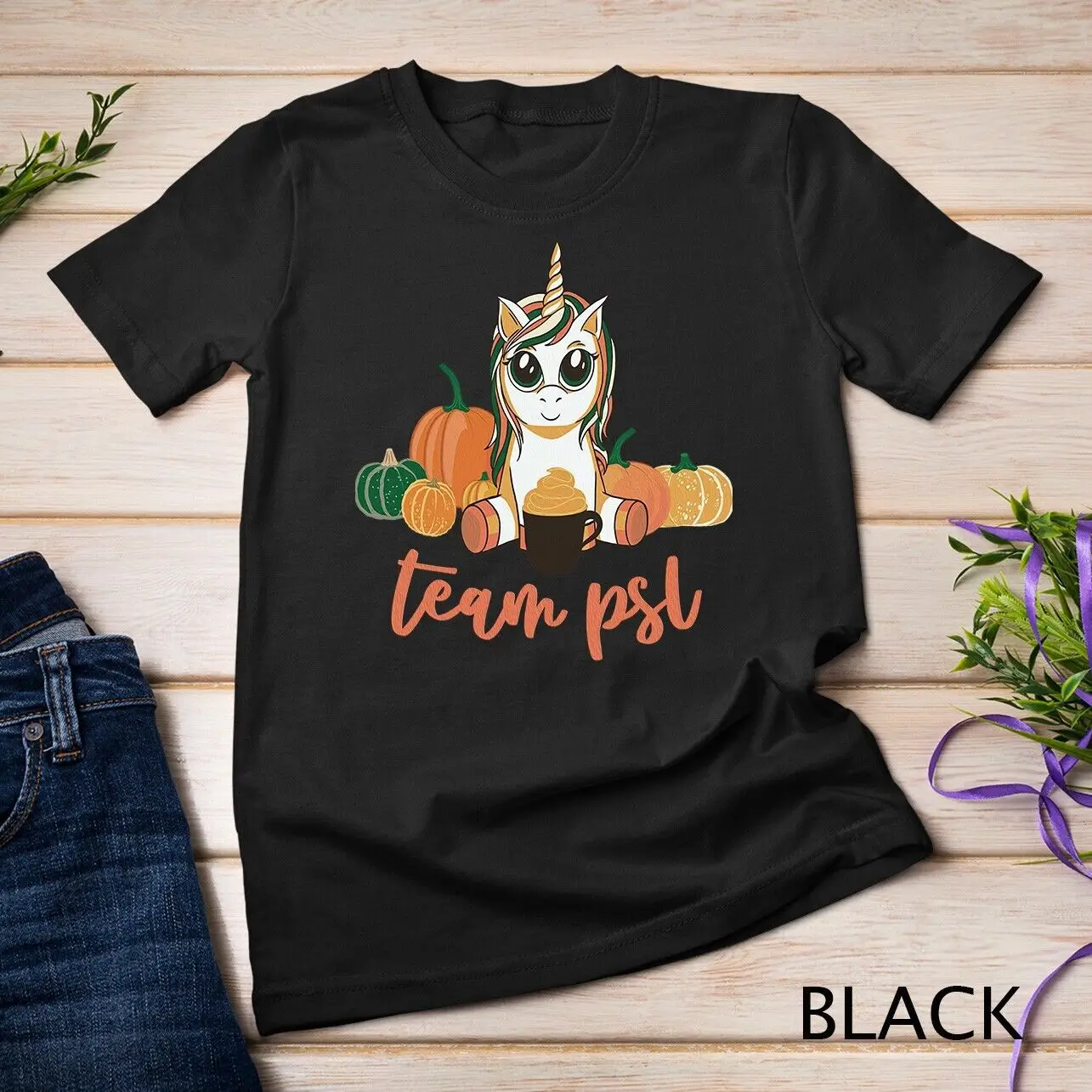 Team PLS Unicorn Pumpkin Halloween Thanksgiving Spice Latte Unisex T-shirt