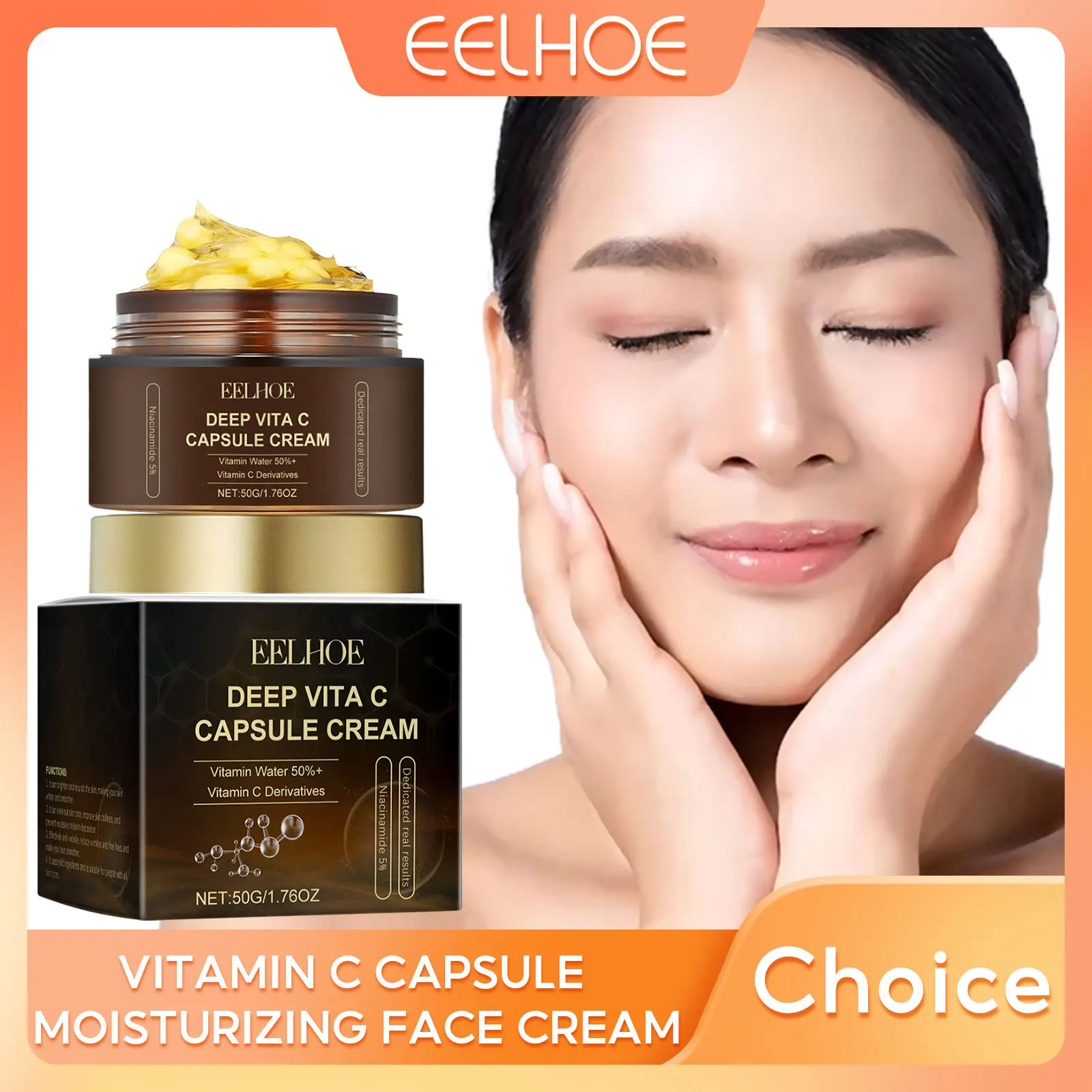 

Vitamin C Capsules Facial Moisturizing Cream Melanin Removal Rejuvenate Skin Lightening Wrinkles Remover Brightening Face Cream