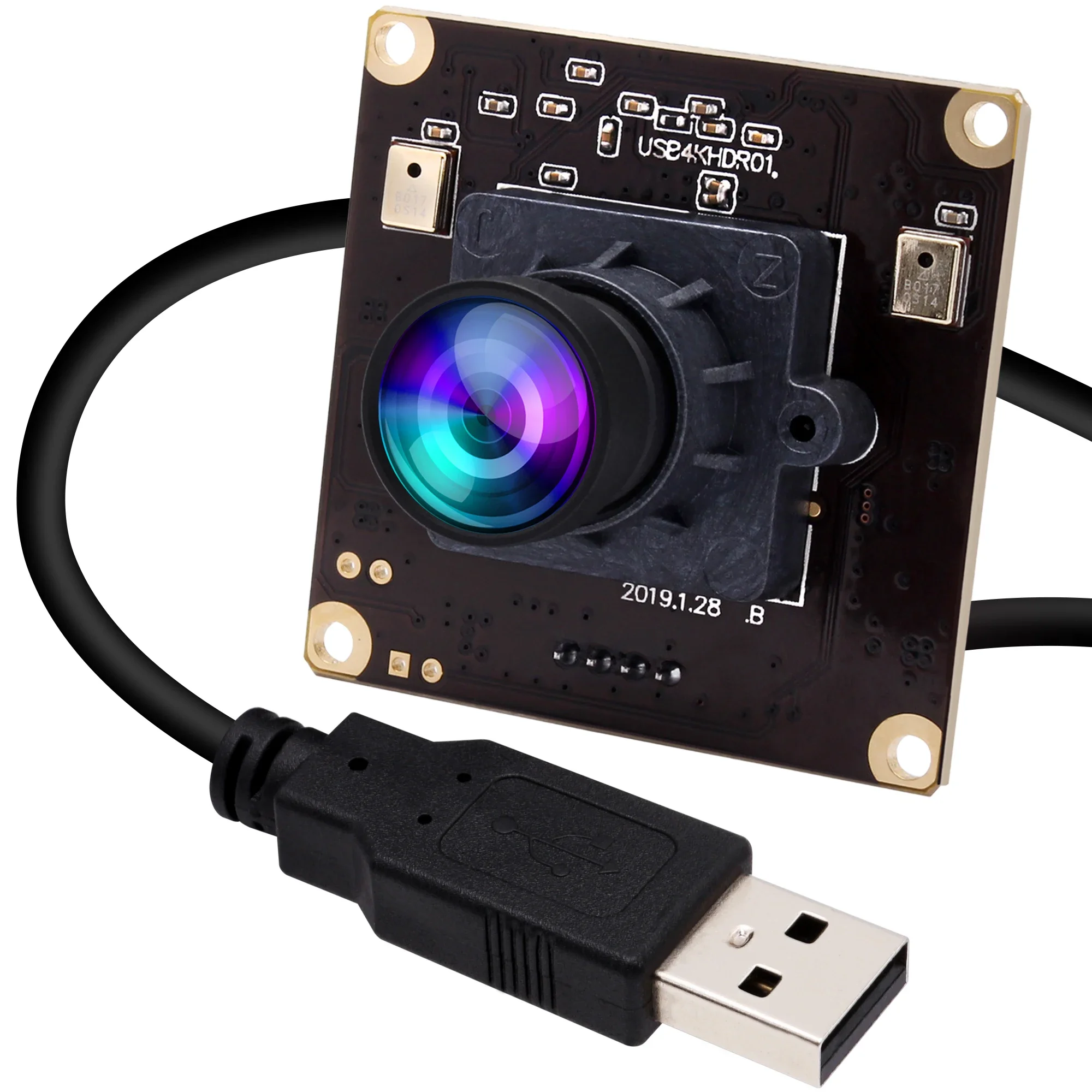 

ELP 4K Ultra HD USB Camera Module IMX317 2160P 30fps USB Webcam with 100degree No Distrotion Lens for Document Scan,3D Printer