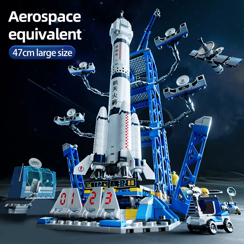 Space Aviation Manned Rocket Launch Center Building Blocks Bricks Space Shuttle Children Toys for Kids Spaceport Model