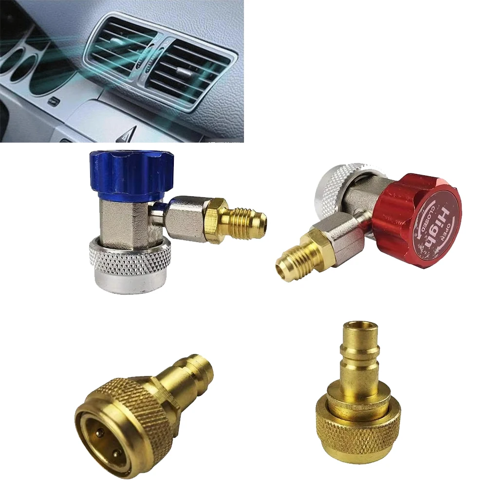 

R134a & R1234yf Air Conditioner Quick Adjustable Coupler Adapter Refrigeration Freon Manifold Gauge Hose Connector Tools