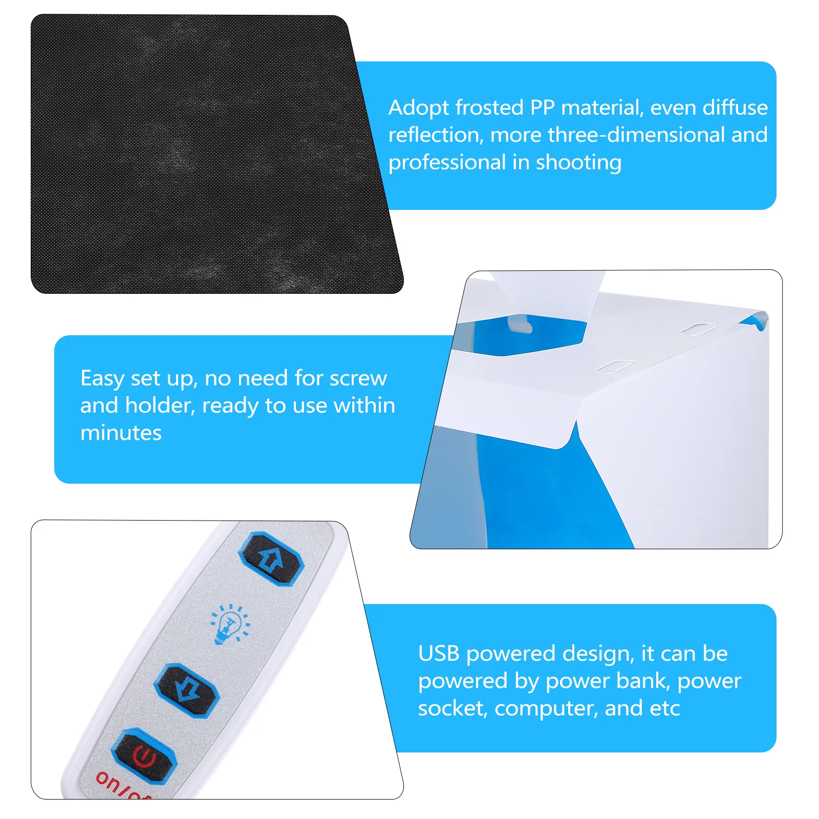 

6pcs 1 Set Led Light Box Led Beads Usb Powered Foldable Mini Photography Studio Waterproof Anti-Wrinkle Frosted Pp Material For