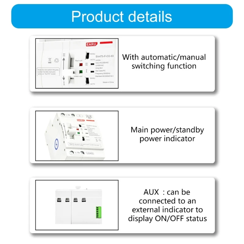 

Din Mounted Power Transfer Switches 4P 110V/220V Double Power Automatic Transfer Switches Electrical Selector Switches