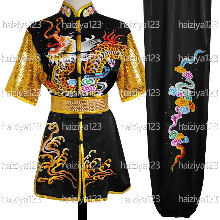 

Вышитая униформа для ушу с изображением дракона, одежда для кунг-фу, костюм для боевых искусств, одежда для чанцюань и таолу для мужчин, женщин, девочек, мальчиков, детей и взрослых.