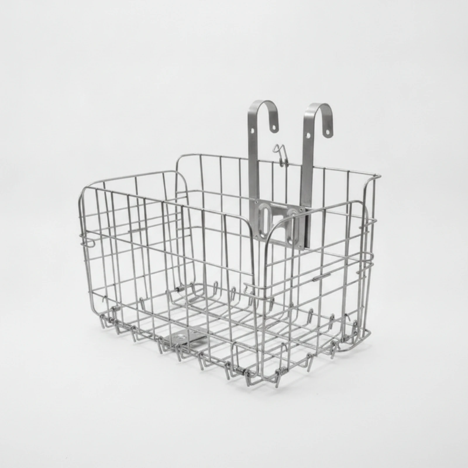 Front Bike Basket with Hooks Metal Wire Front Bike Basket Rectangular Sturdy for Commuters, Errands, Commuting