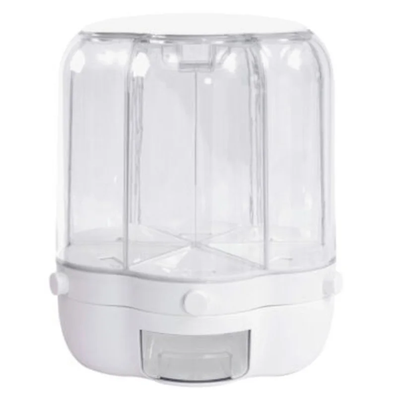 

Transparent Rice Distributor Rotating Food Storage Containers Large Capacity Bean Beads Grains Container With Lid