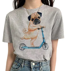 Pug t shirt women funny summer streetwear t shirt female streetwear designer funny clothes