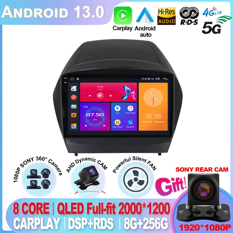 

For Hyundai Tucson 2 LM IX35 2009 - 2015 Carplay gps Navigation Radio Screen Android 13 Auto QLED Car multimedia Video