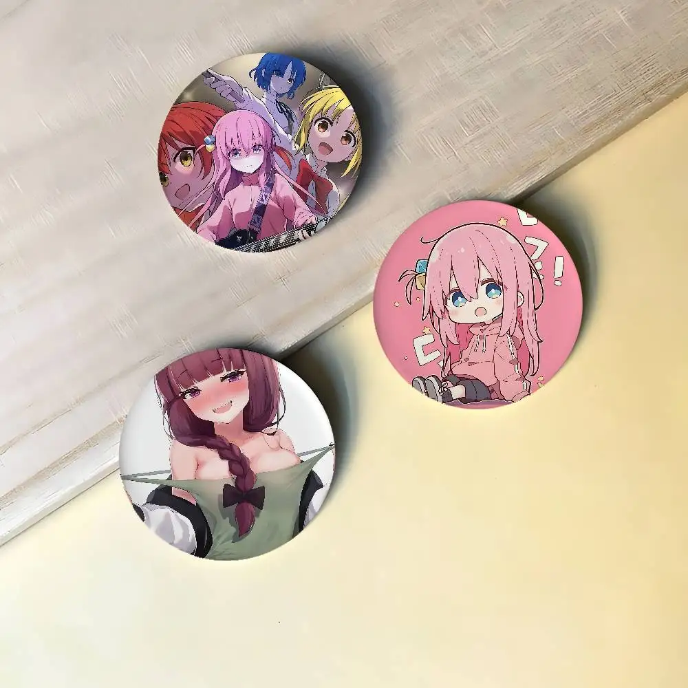 BOCCHI THE ROCK Badges Peripheral Lapel Pins Tinplate Round Brooch For Shoulder Bag Accessories Souvenir Gifts