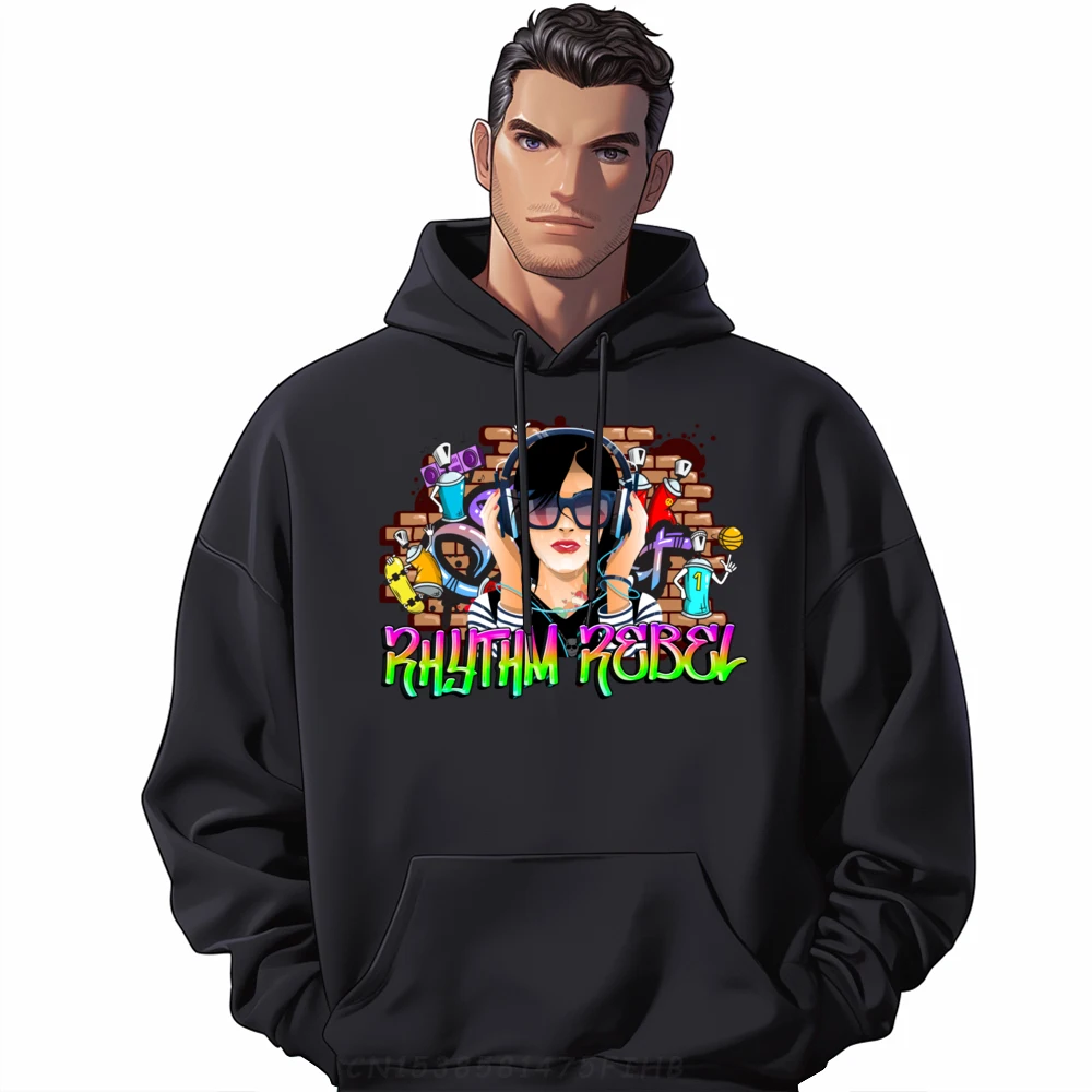 Rhythm Rebel Musical Headphones Dj Music Lover Musician Mens Designer Clothes New Hoodies Oversize Man Sweater Luxury