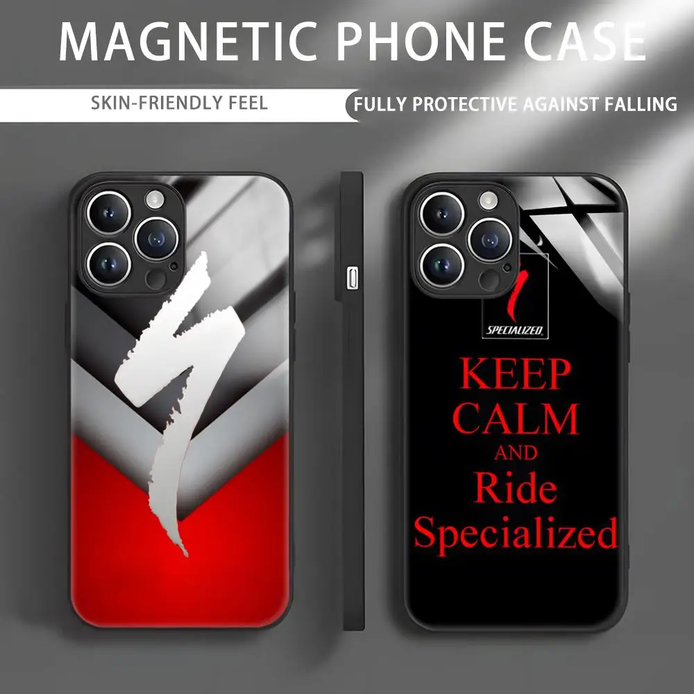 Phone Case For iPhone 15 14 13 12 11 X XR XS XSMAX 8 7 Plus Mini Pro Max Bicycle S-SpecializedES Glass Magnetic Phone Case