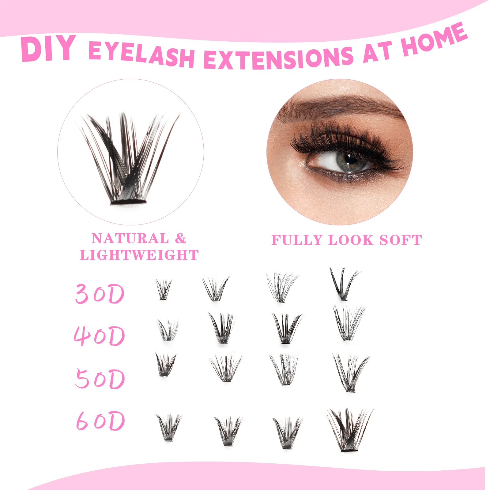 32 Reihen Mix Cluster Wimpern mit Bindung und Pinzette Make-up-Tools DIY Wimpernverlängerungsset für Wimpern Wasserdichtes Wimpernset dick