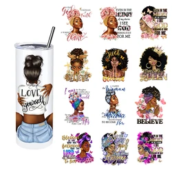 1PCS Black Women Custom UV DTF Cup Wrap Design Transfers For Mugs Coffee Cups 20oz Libbey Glass Tumblers Bottles Label