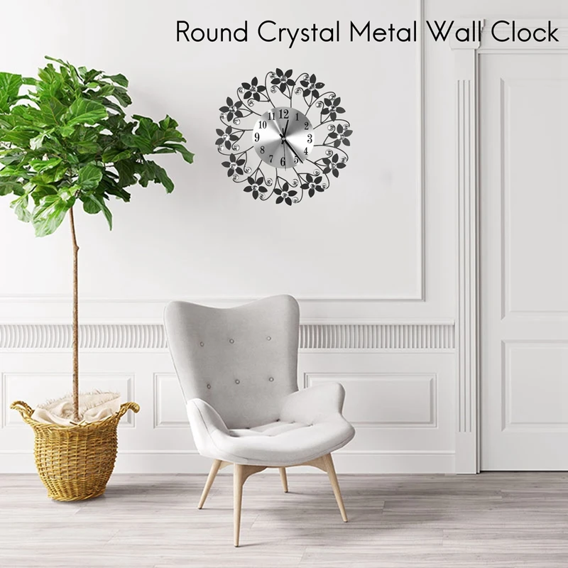 3D Wall Clock,Round Leaf Petals Metal Wall Clock, Dial With Arabic Numerals, Decorative Clock For Living Room, Bedroom, Office S