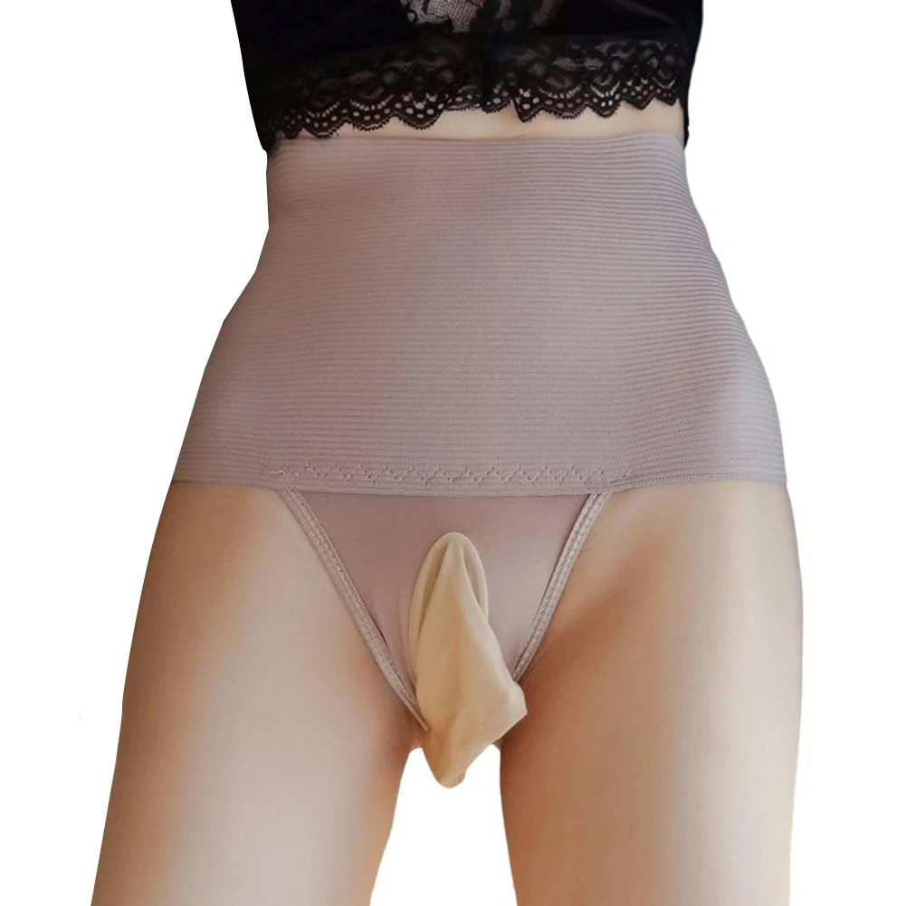 Bragas con bolsa de encaje para hombre y mujer, ropa interior Sexy, transparente, de cintura alta