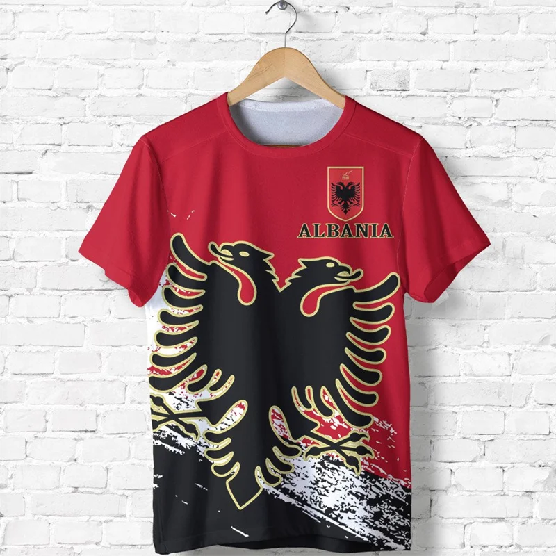 Wholesale Albania Jersey 2024 Finals Football T-shirt Spain Short Sleeve Albanian Eagle Emblem T Shirt Men Jersey Soccer Germany