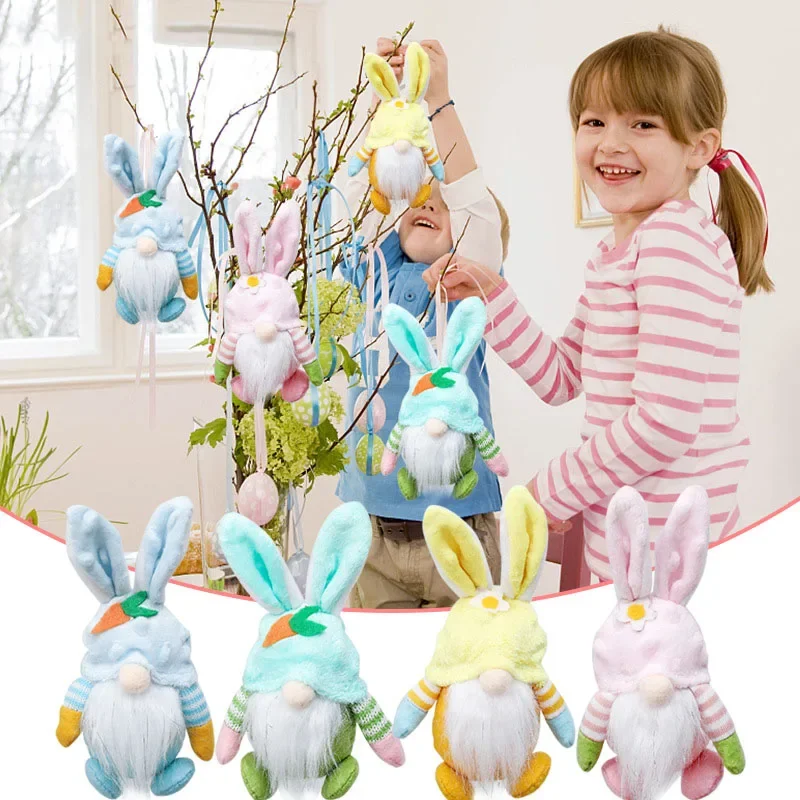 

Easter Faceless Gnome Rabbit Doll Handmade Reusable Home Decoration Spring Hanging Bunny Ornaments Kids Gift