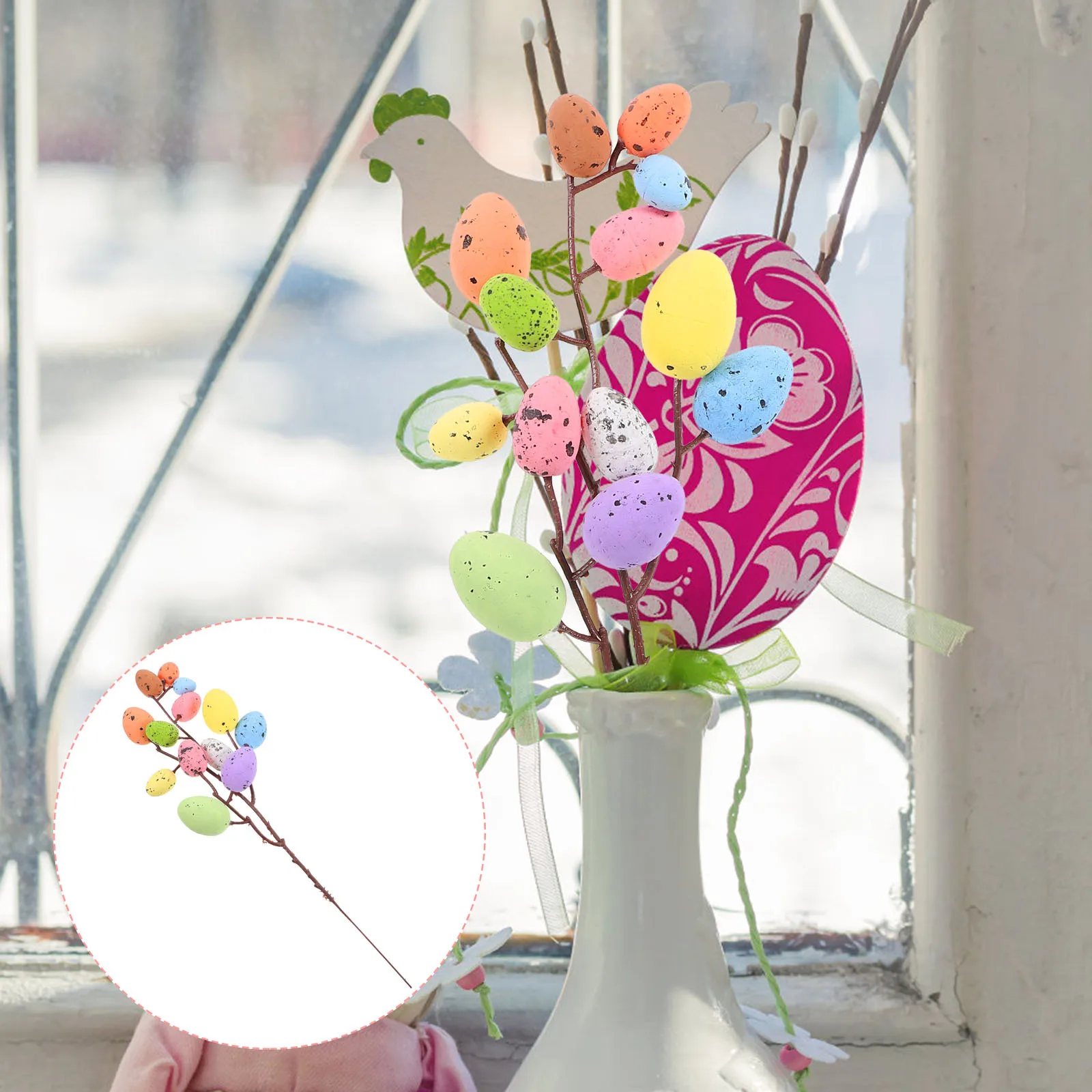 

Artificial Easter Egg Branch Foam Egg Twigs Decorative Easter Wreath Table Vase Party Supplies Decor Party Supplies