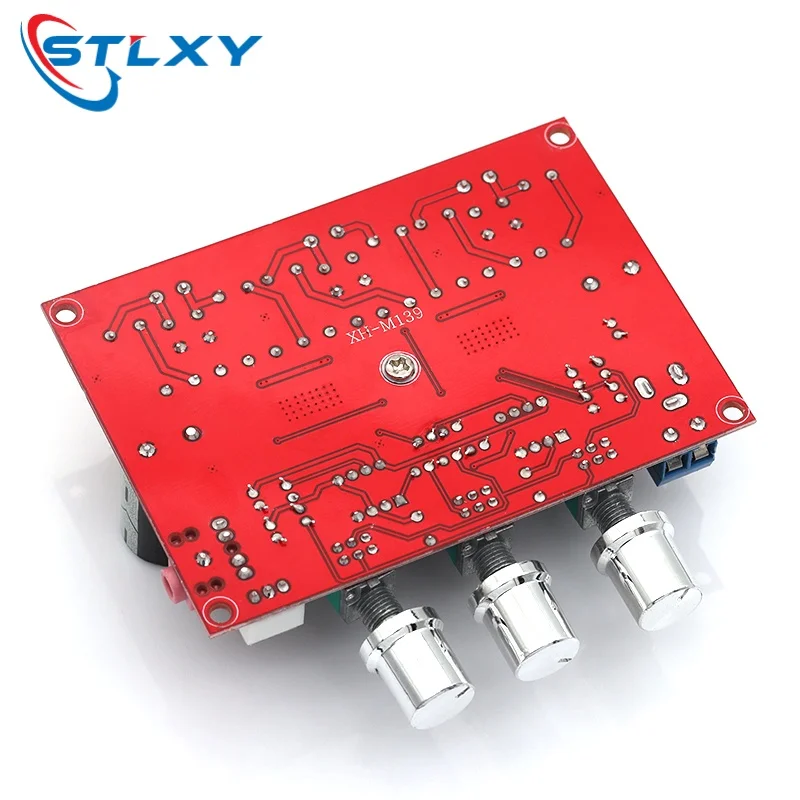 XH-M139 Audio Amplifier Board 2x50W 100W 2.1 Channel Amplifier Modules DC 12-24V 3 Sound Channels Energy Saving Pure HiFi Music view 2