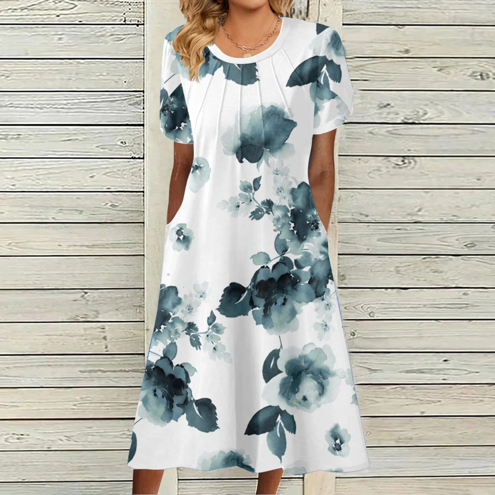 

Summer Dress For Women 2024 New Boho Fashion Vintage Ruffles Floral Printed Traf Female Clothes Elegant Short Sleeve Party Dress