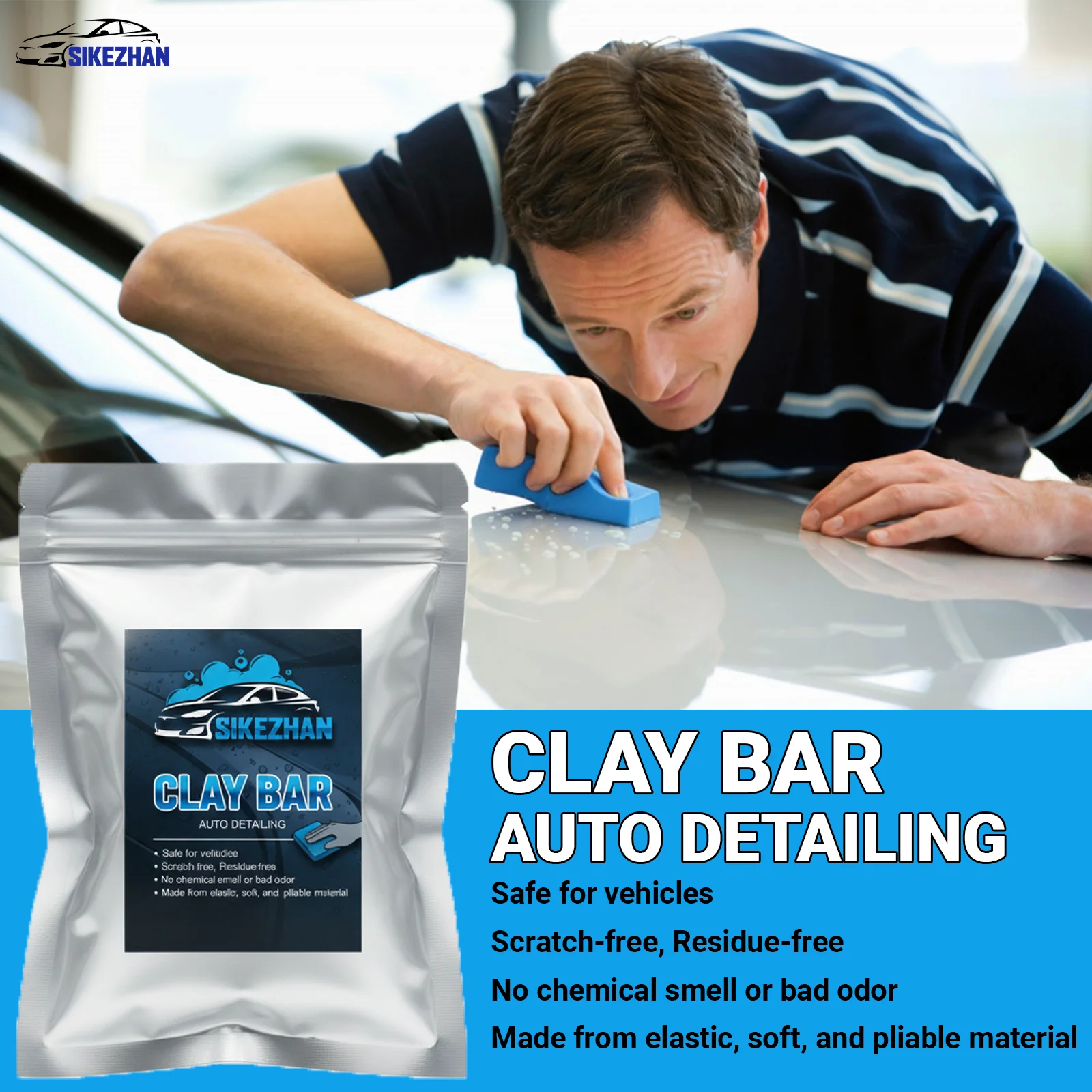 Professional Grade Car Clay Bar - Removes Contaminants, Tar & Fallout for a Smooth as Glass Finish. Auto Detailing Clay