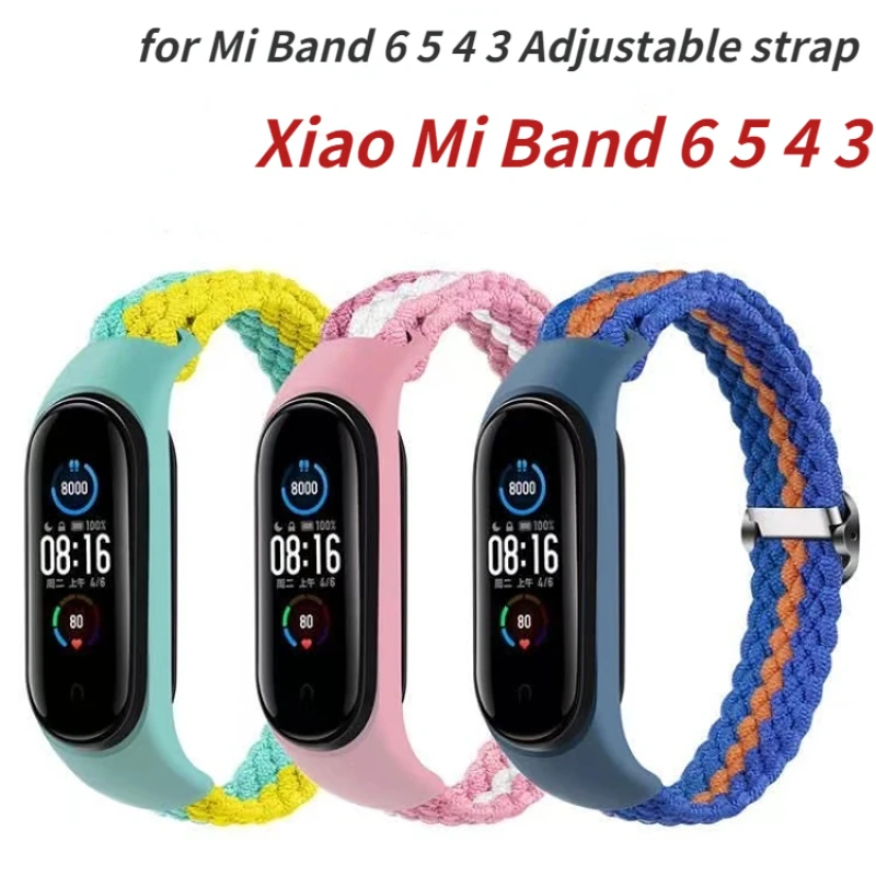 

Braided Nylon Strap For Xiaomi Mi band 6 5 Adjustable solo loop smart bracelet Mi band 6 5 wristband For Xiaomi Mi band 6 5 4 3