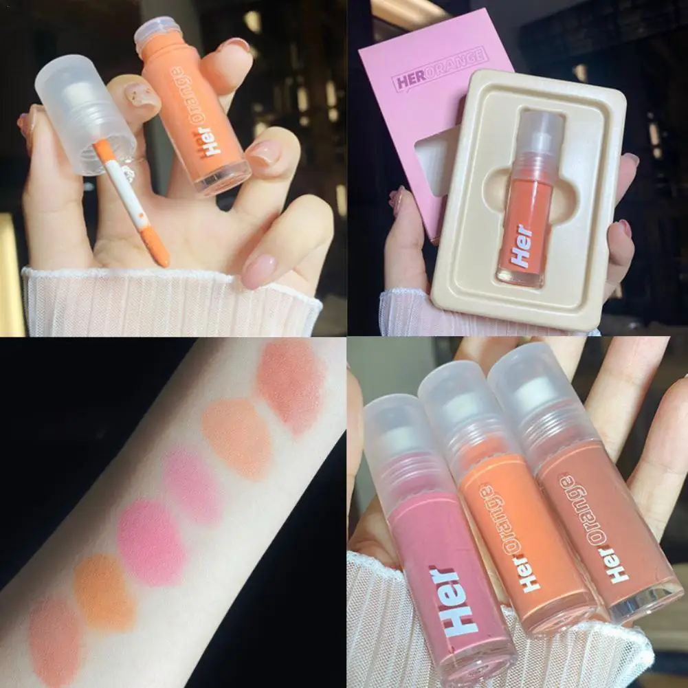 Nieuwe Vloeibare Blush Gezicht Fluweel Matte Blusher Pigment Perzik Crème Tint Make-Up Maquiagem Blush Oranje Natuurlijke Wang Schoonheid Laatste Y0s0