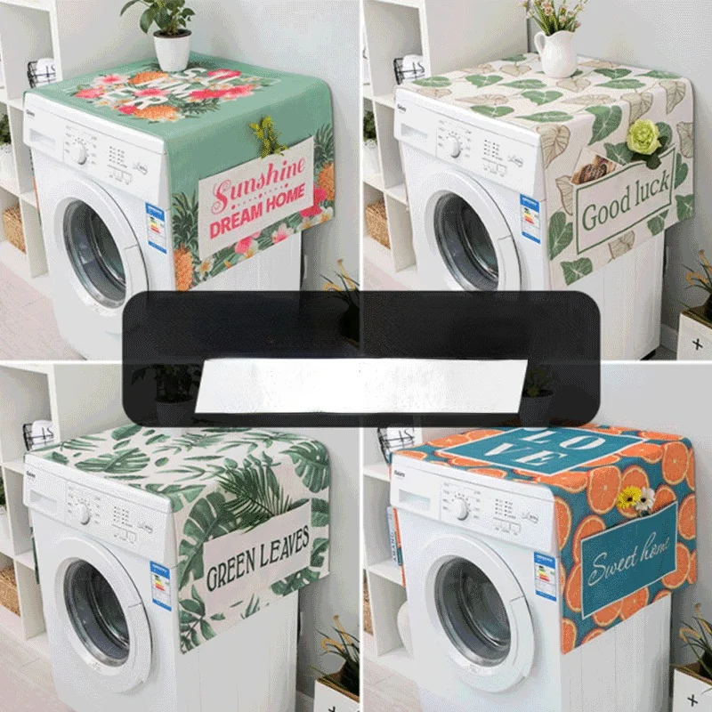 Nordic Washing Machine Cover Green Leaf Washing Machine Dust Cover Oven Microwave Refrigerator Protecor Modern Home Decor