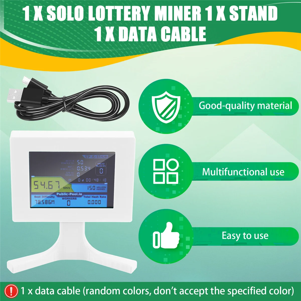 ขายร้อน Nerdminer V2 56kh/S 2.8 นิ้วจอแสดงผล LCD Nerdminer Bitcoin Crypto Solo หวยโต๊ะ Miner Cryptocurrency Miner สีขาว