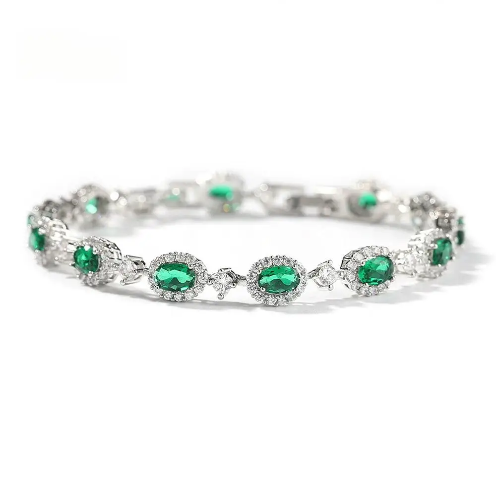 Ellipse CZ Bling Bling Brass Bracelet Mirco Pave Prong Setting Rapper Fashion Hip Hop Jewelry BB088