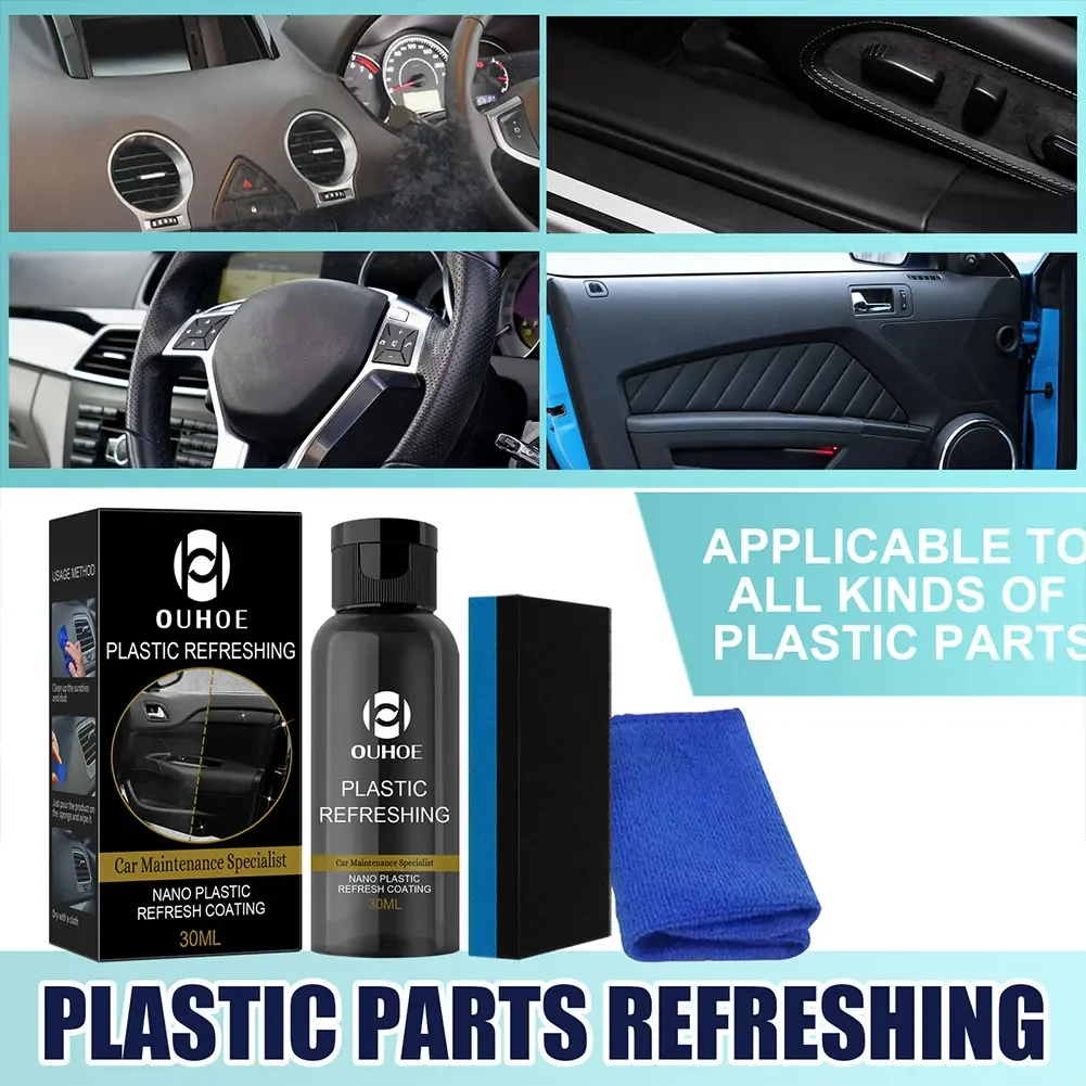 30ml/50ml Car Plastic Restorer Waterproof Plastic Refurbisher Rainproof Plastic Refreshing Coating Automotive Interior Cleaning