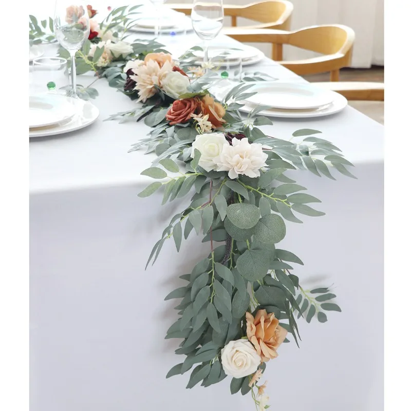 

Cross-border Spot Simulation Rose Vine Table Flower Hotel Decoration Banquet Vine Wreath Decoration Wedding Arch Flower